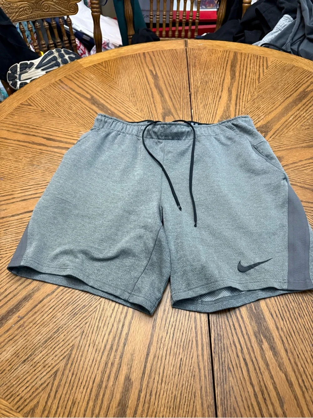 Nike Men’s Grey Athletic Shorts with Black Swoosh